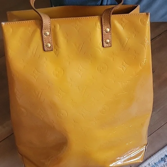 Louis Vuitton VERNIS Mustard Patent Leather Tote with Brown Handles - Picture 1 of 13